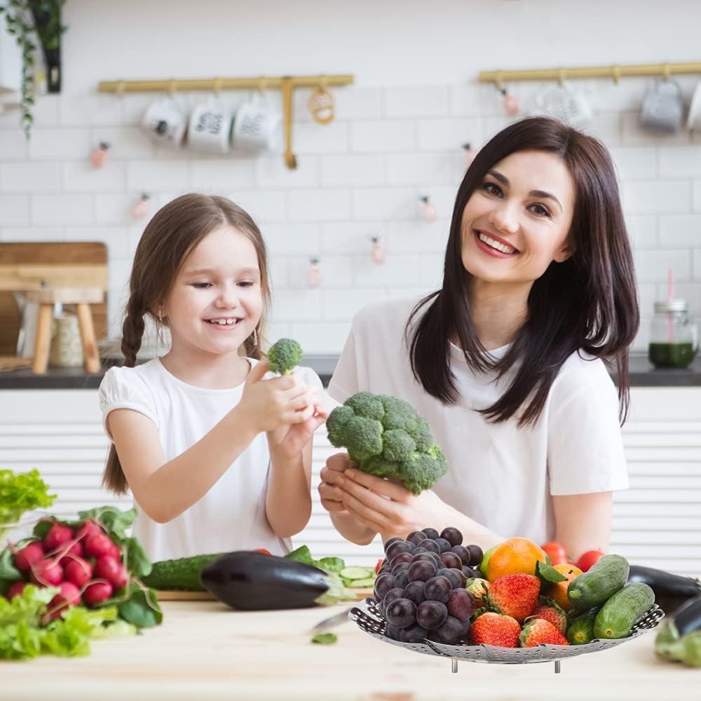 Multi-Function Stainless Steel Vegetable Steamer - Dishwasher Safe & Compact