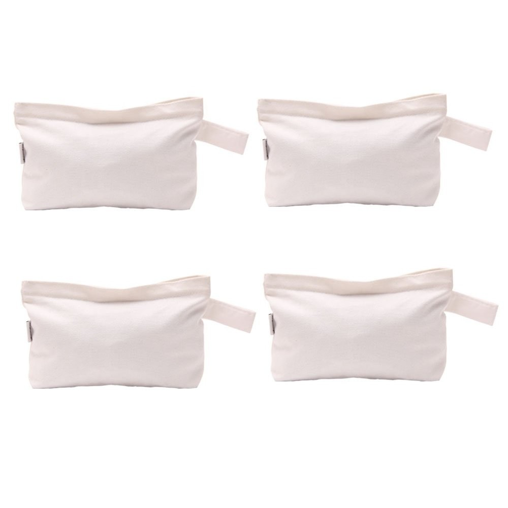 Multi-purpose Cotton Canvas Zipper makeup Bag Pouch 4-pack White