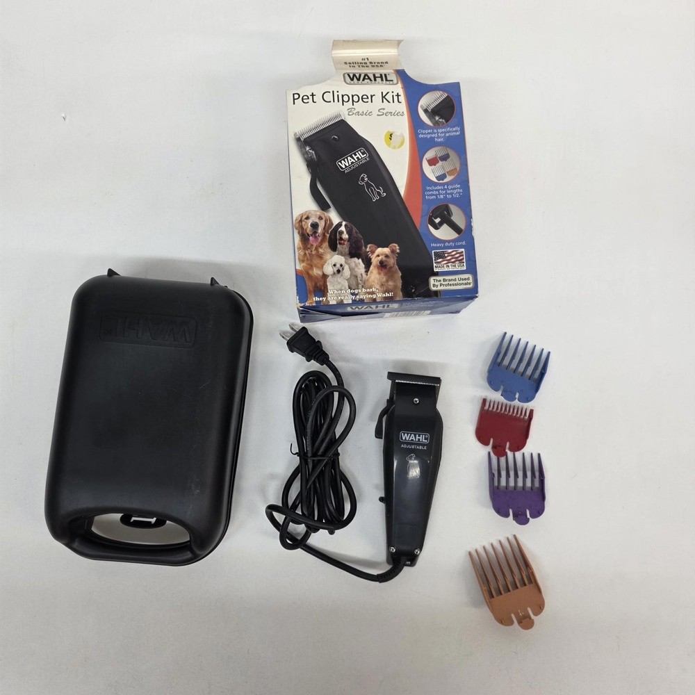 WAHL Pet Clipper Kit Basic Series – Adjustable Blade + 4 Guide Combs & Case