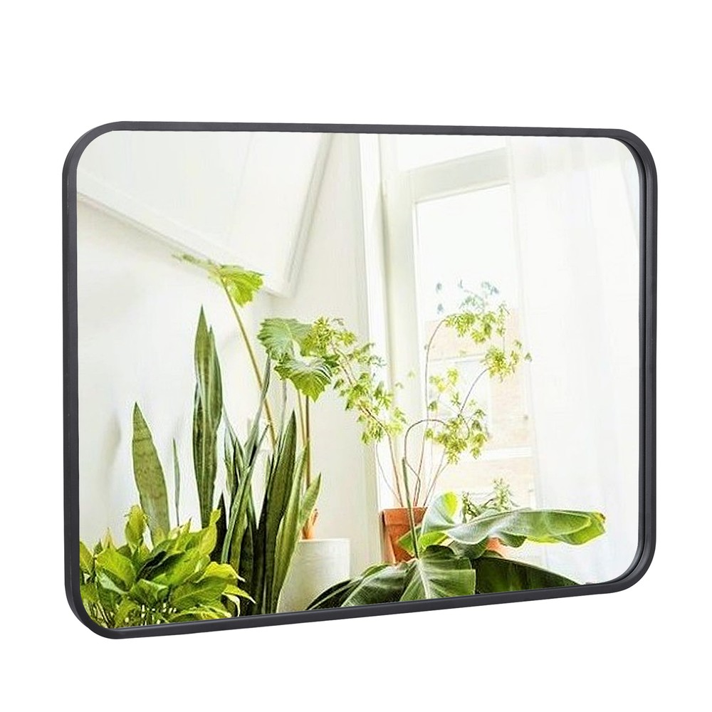 22 x 30" Wall Mount Rectangular Mirror Bathroom Metal Frame, Black