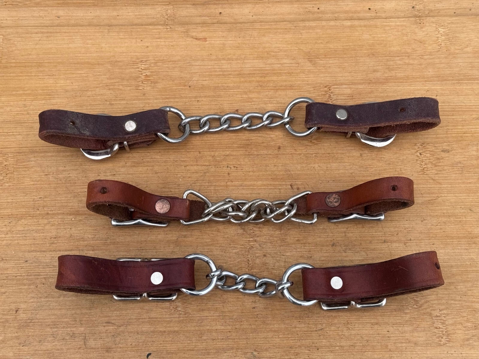 Western Tack Lot (3) QUALITY Leather Curb Chains ~ (1) Circle Y For Bridle