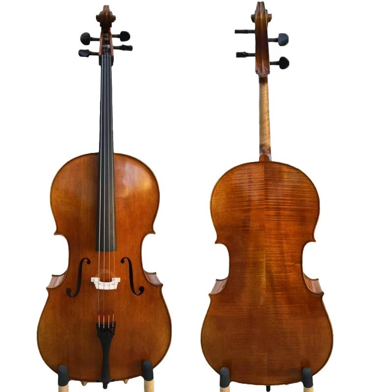 Solid Maple wood Cello 4/4 Full size, Shiny surface, Hand made, Free bag bow