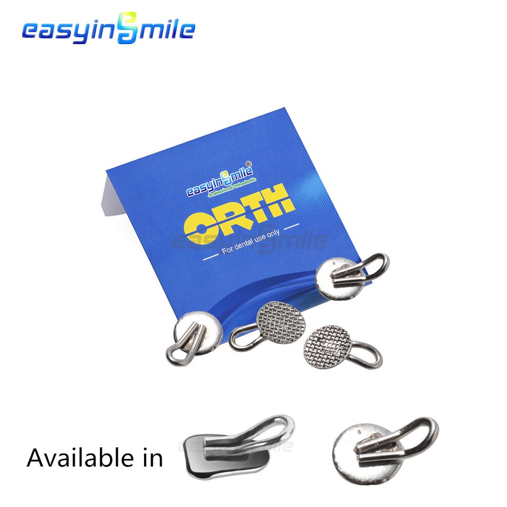 10Pcs Dental Orthodontic Lingual Buttons Round/Rectangular Bondable Mesh Base