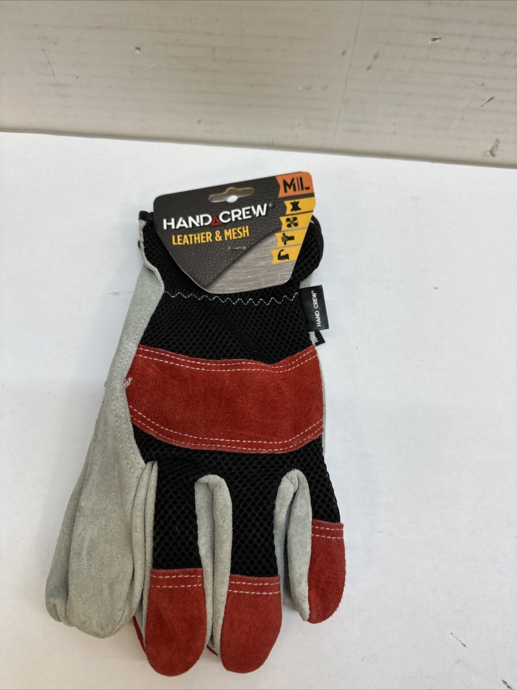 HandCrew Cowhide Leather & Mesh Construction Work Gloves Medium / Large/NEW