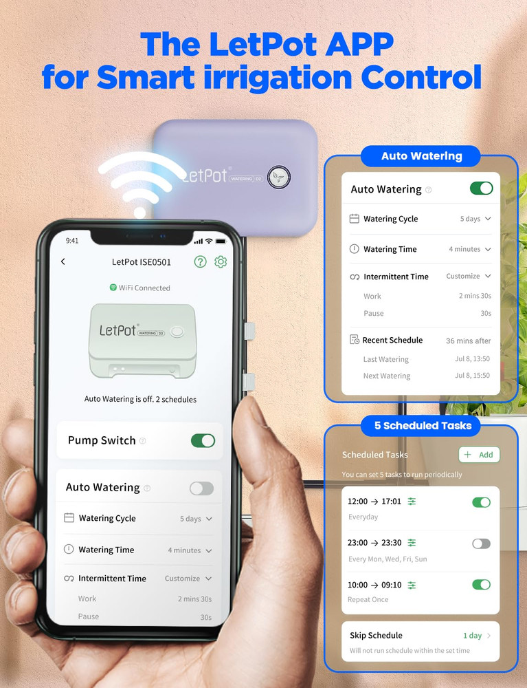 Automatic Watering System for Potted Plants, Drip Irrigation Kit System, Smart P