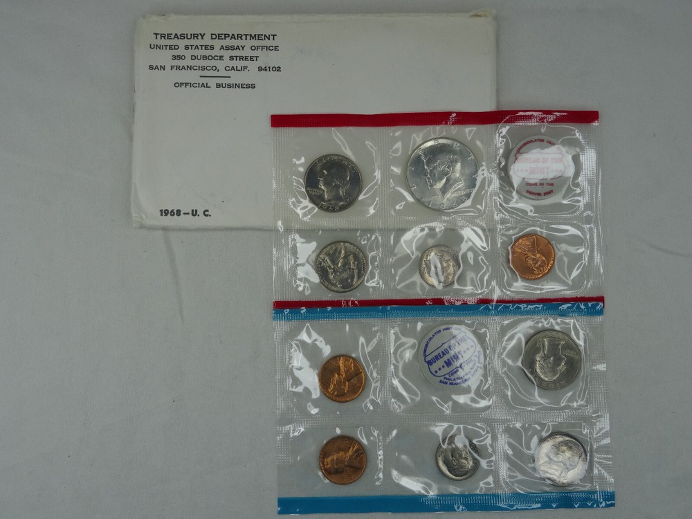 1968 US Mint Set Uncirculated 10 Coin Set P&D OGP with 40% Silver Kennedy