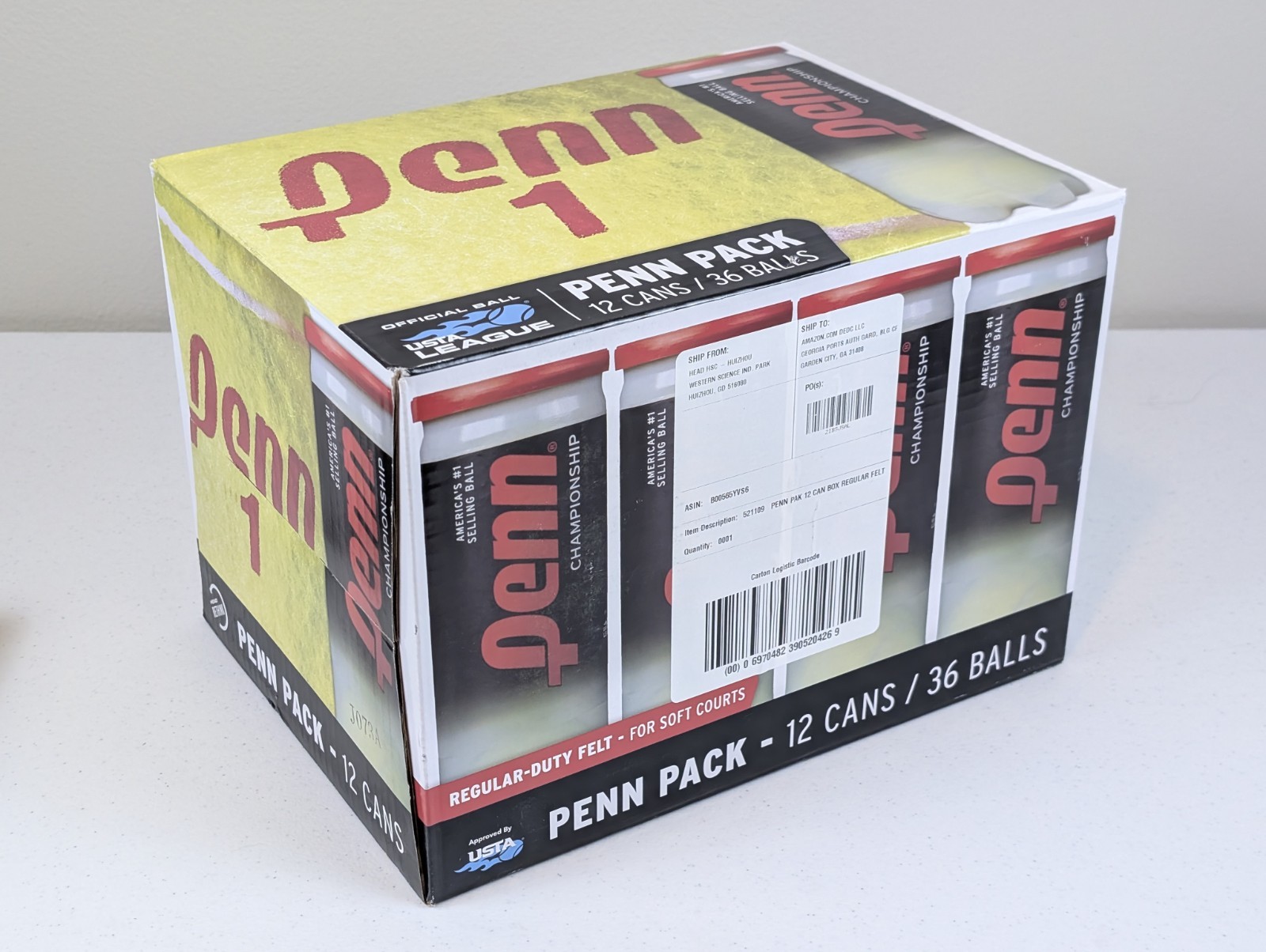 Penn Championship Regular Duty Felt Pressurized Tennis Balls 12 Cans / 36 Balls