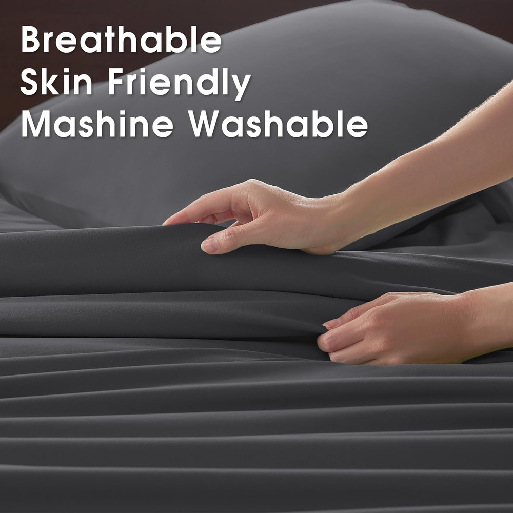 USXIBEI Queen Size 4 Piece Sheet Set - Comfy Breathable & Cooling Bed Sheets Set