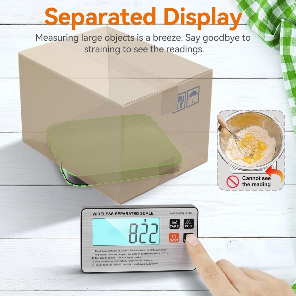 Wireless Separated Food Scale, 33 lb Digital Kitchen Split Scales Weight Gram...