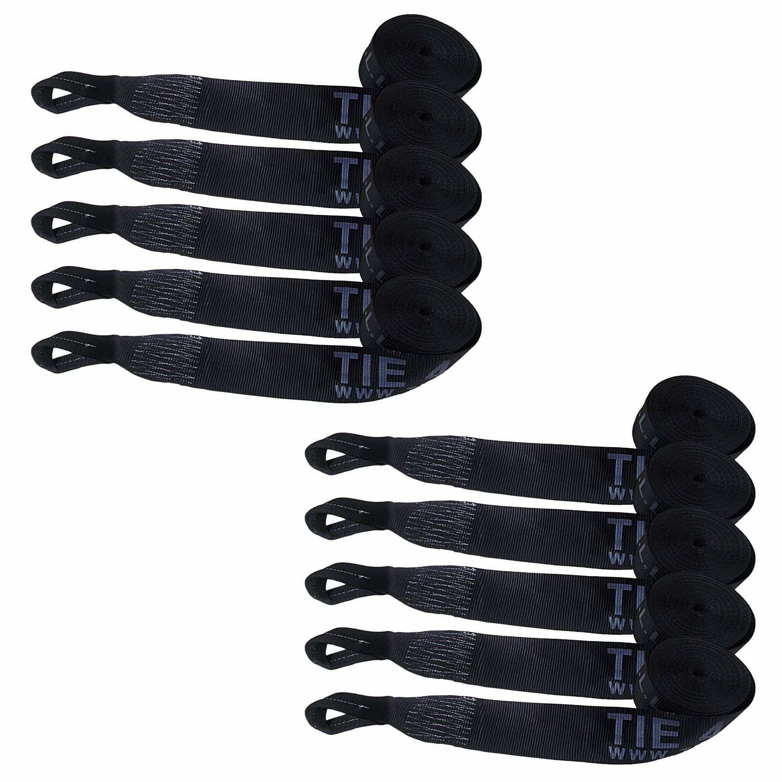 USA 10 Pack Heavy Duty 4” x 30’ Twisted Sewn Loop Winch Strap for Flatbed Truck