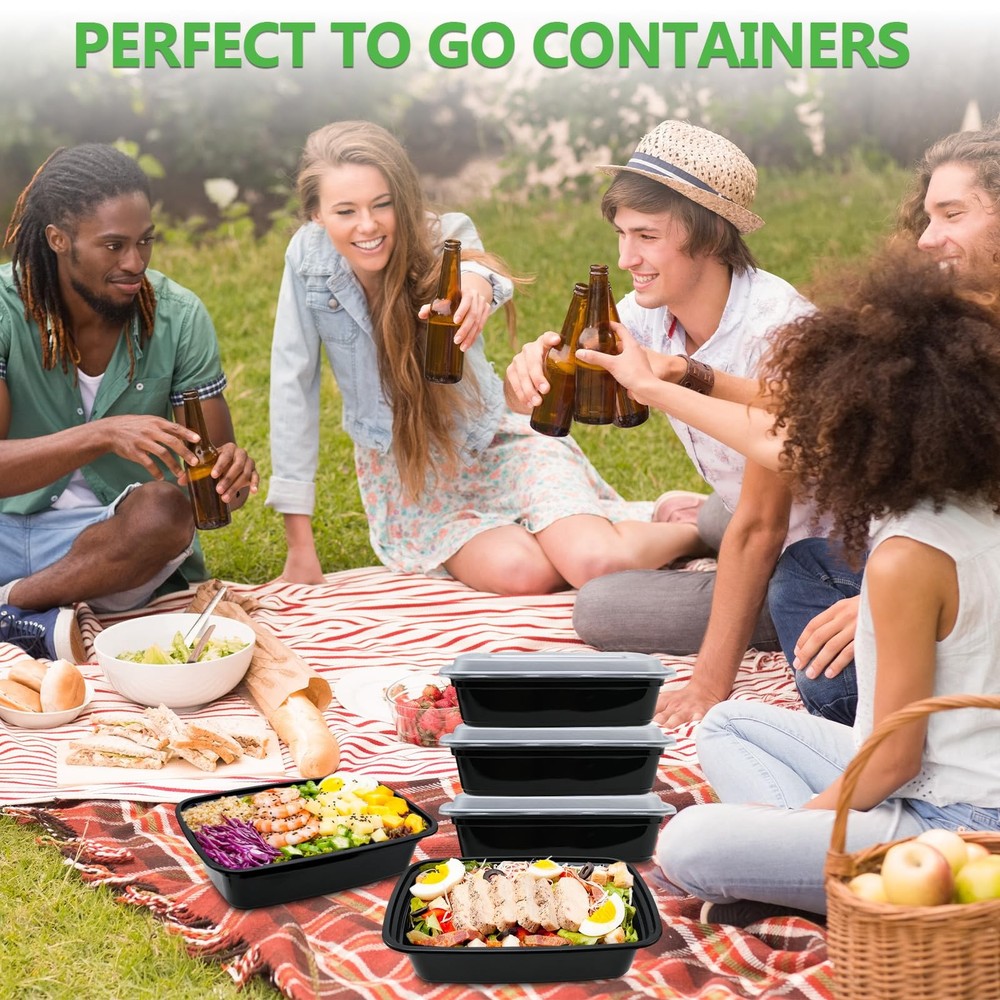 60 Pack Meal Prep Containers 38 oz Food Storage with Lids Stackable Reusable