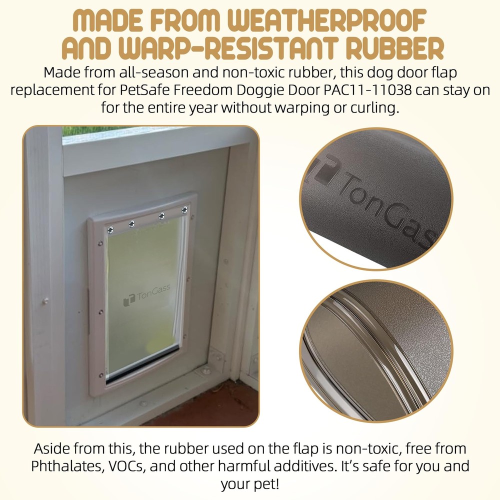 TonGass PAC11-11038 Medium Dog Door Flap Replacement Compatible Medium, Gray