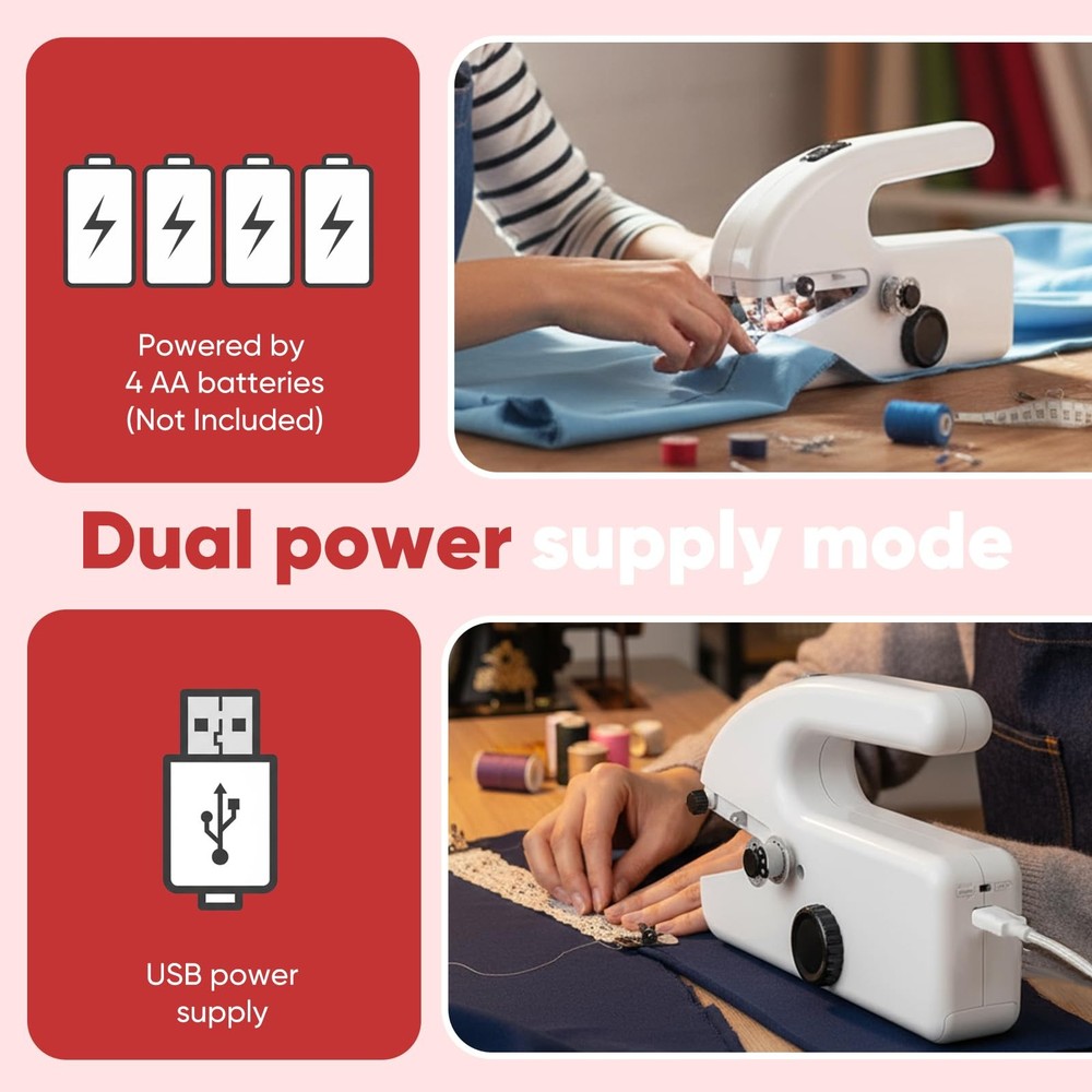 Portable Handheld Sewing Machine for Beginners – Mini Stitching Tool 1, White