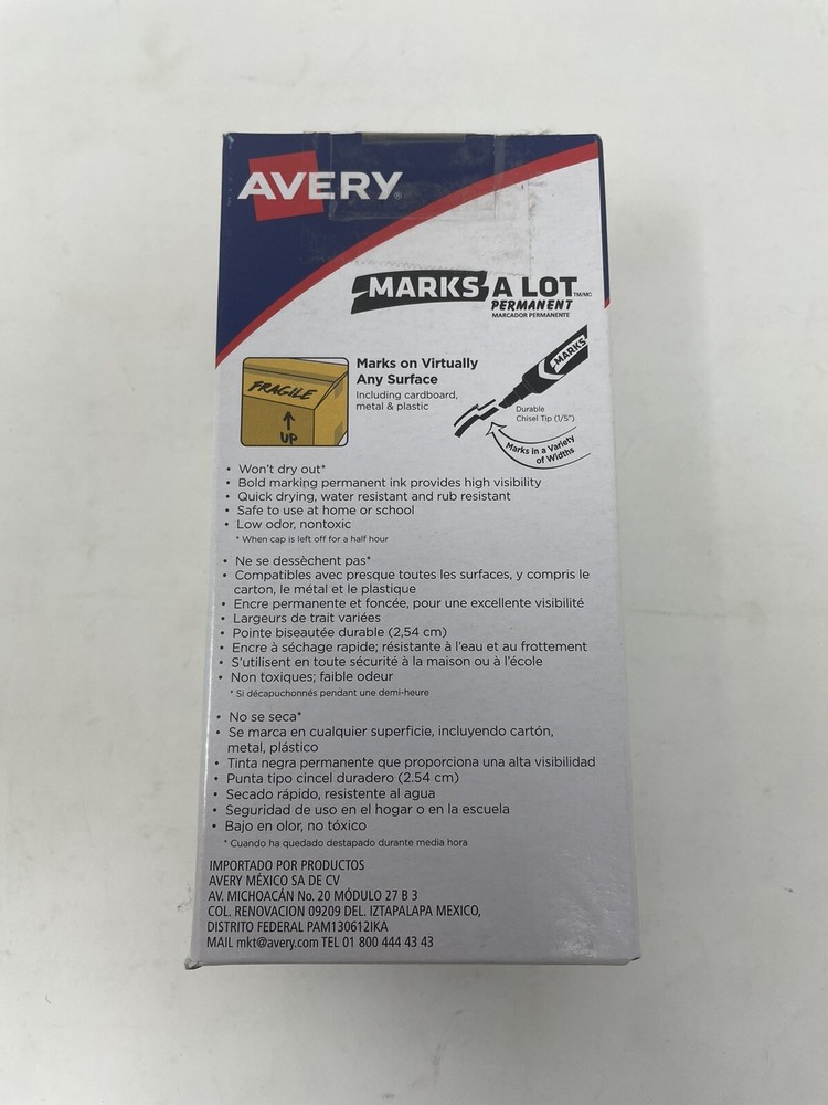AVERY Marks-A-Lot Permanent Markers, Large, Yellow Chisel Tip, 12 Count