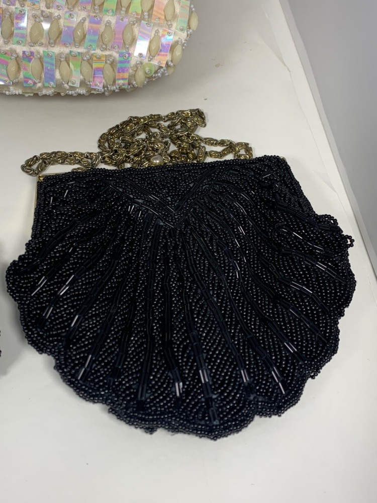 2 Vintage Beaded and shell small purses Clean