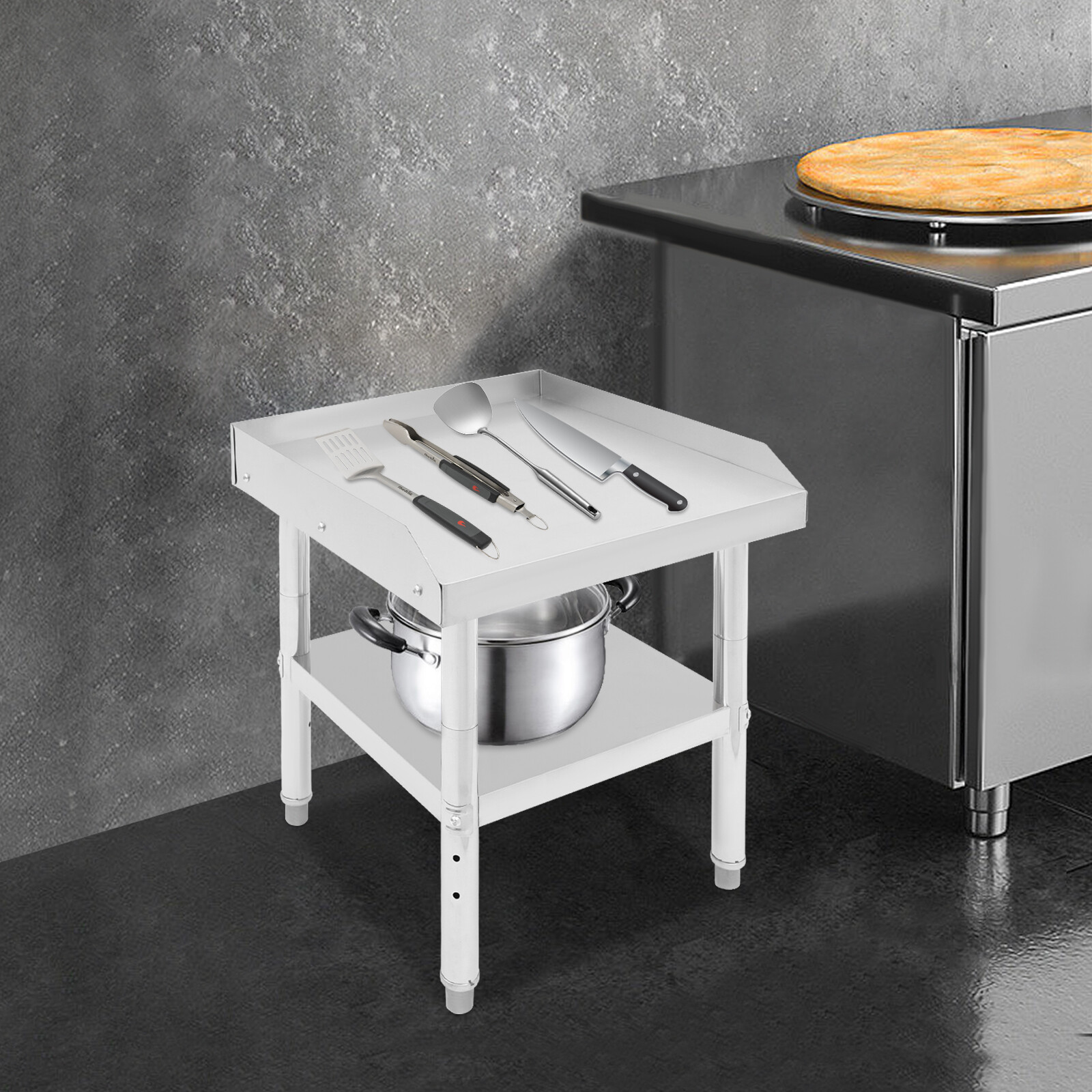 Work Table with Backsplash, Prep Table for Kitchen, Restaurant, Garage, Laundry