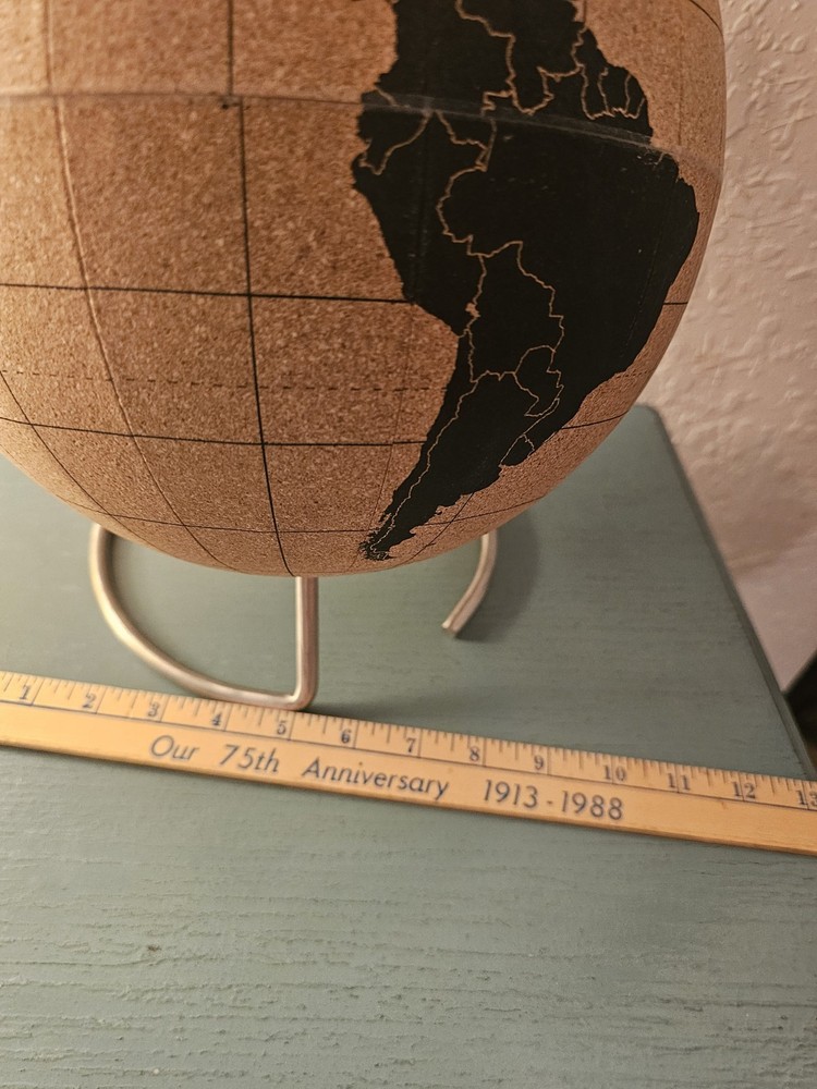 New/Old Stock Large Cork Globe, PushPin Design, Tabletop