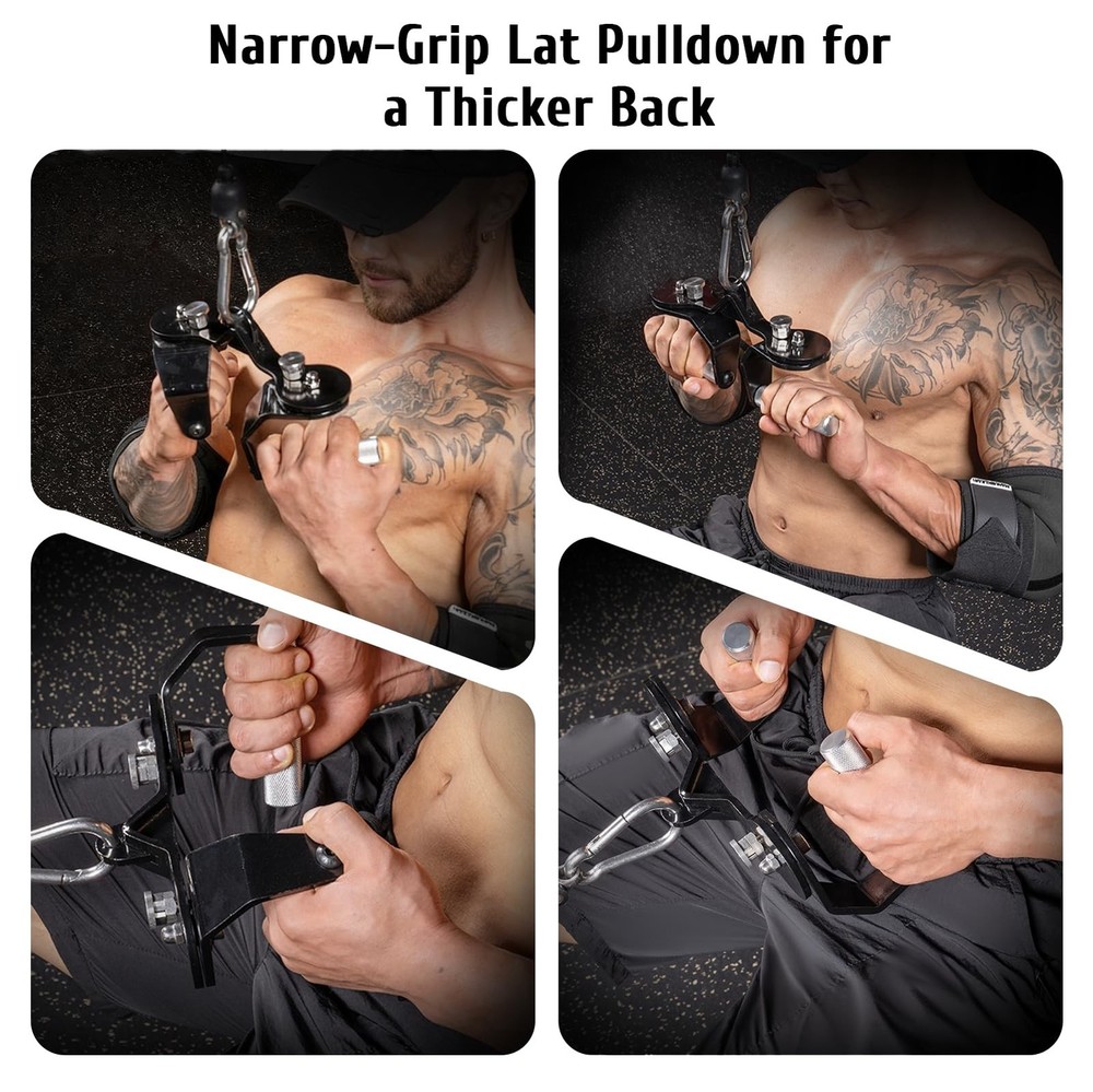 Lat Pull Down Bar Set with 360° Rotatable Handles, Lat Pulldown Attachments
