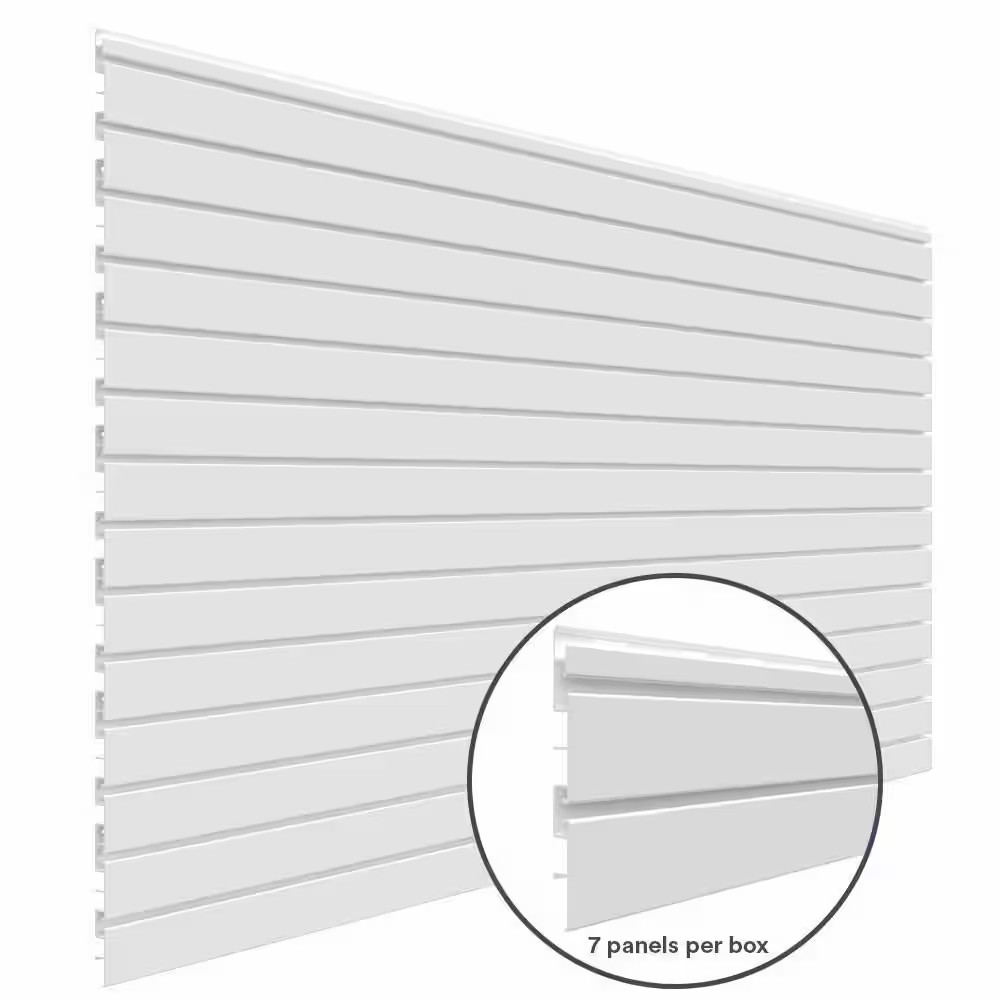 8 Ft. PVC Slatwall Panel White (7-Pack)