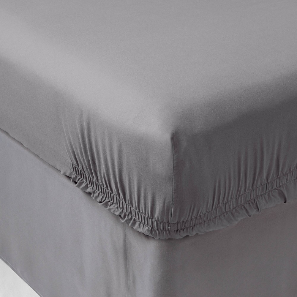 Room Essentials 4PK Grey Solid Microfiber Fitted Twin/Twin XL Dorm Bed Sheets