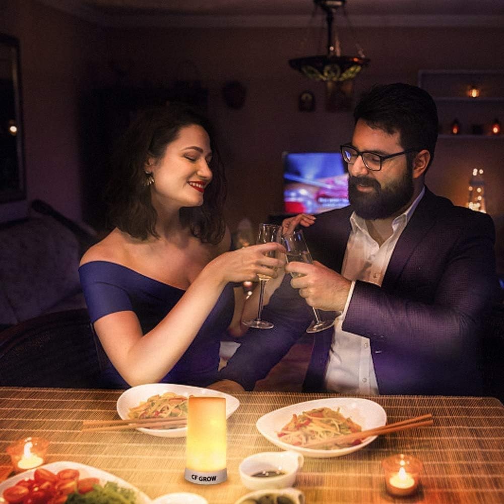 LED Flame Effect Light, USB Rechargeable, Remote & Timer, 2 PCS