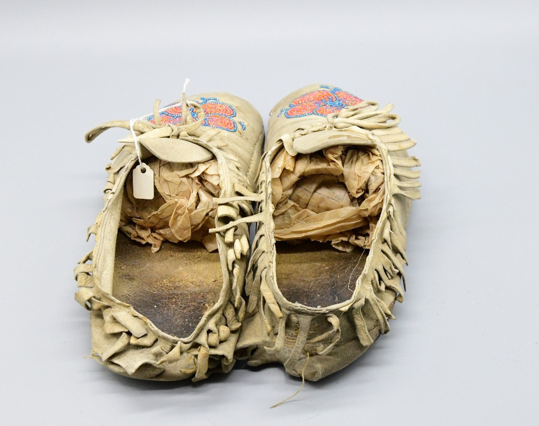 Crow Floral Beaded Deerhide Moccasins