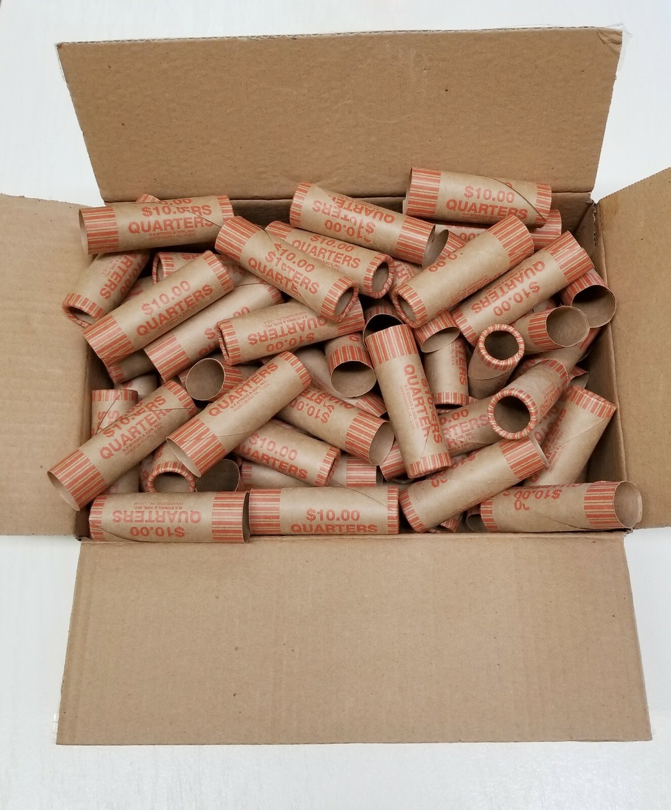 300 Rolls Preformed Coin Wrappers Paper Tubes For QUARTERS (Holds $10 Each) NEW