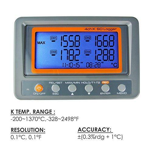 Nice Gain Express AZ Instruments 4 Channel K Type THERMOMETER SD Card DataLogger