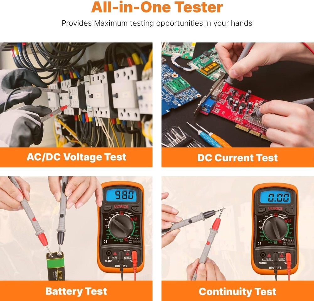 Versatile Digital Multimeter with Backlight LCD - Portable and Reliable Testing
