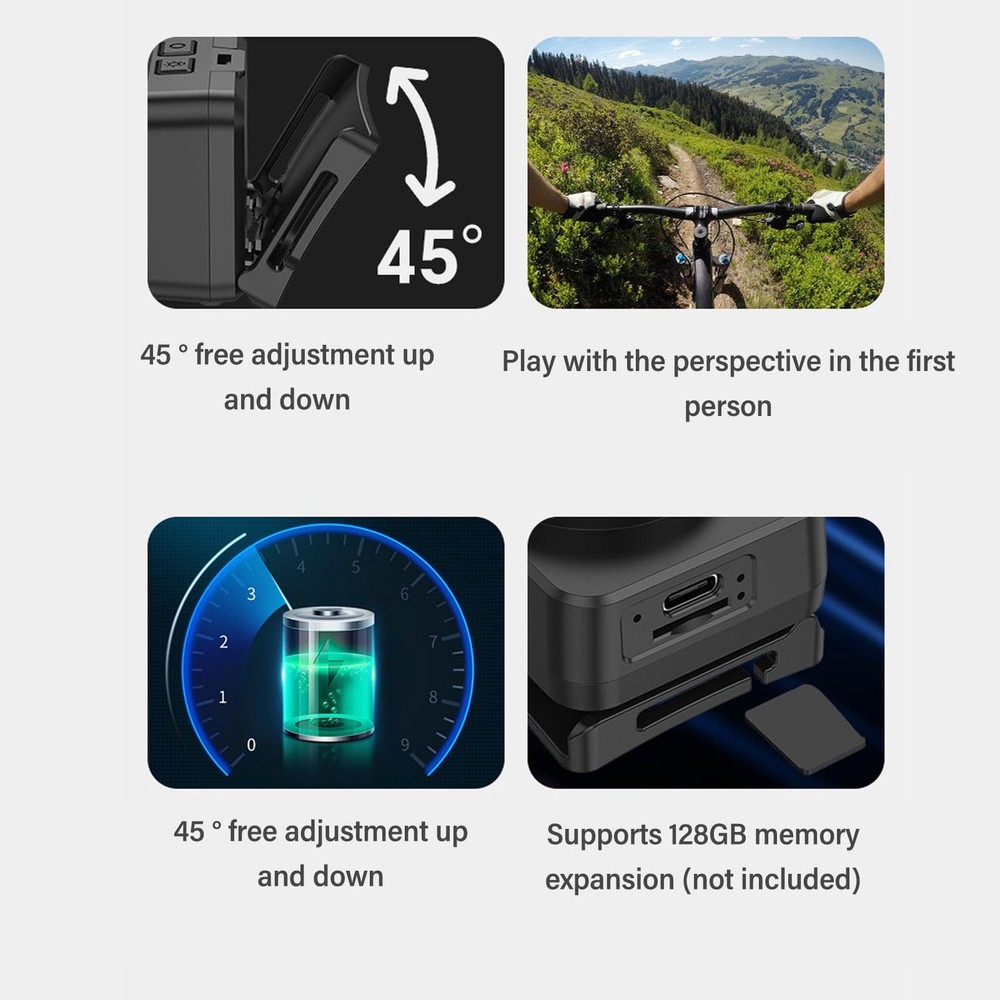 Bewinner Head Mounted Camera,1080P 45° Adjustment Camera No Card, #111