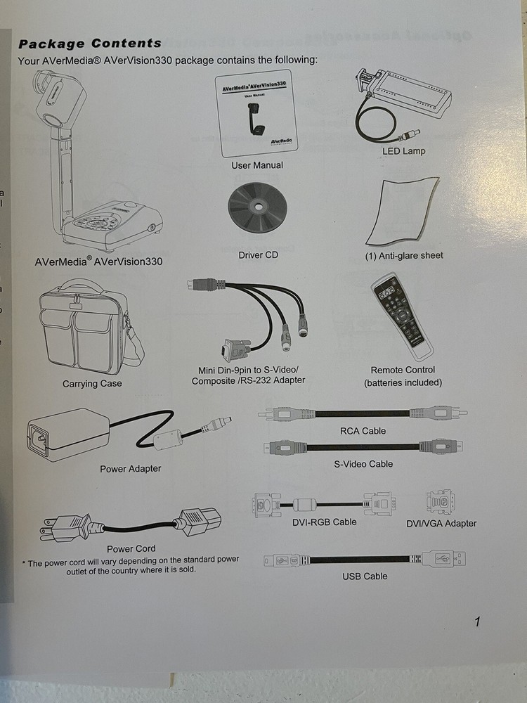 AVERMEDIA AVERVISION 330 PORTABLE DOCUMENT CAMERA PROJECTOR with Carrying case