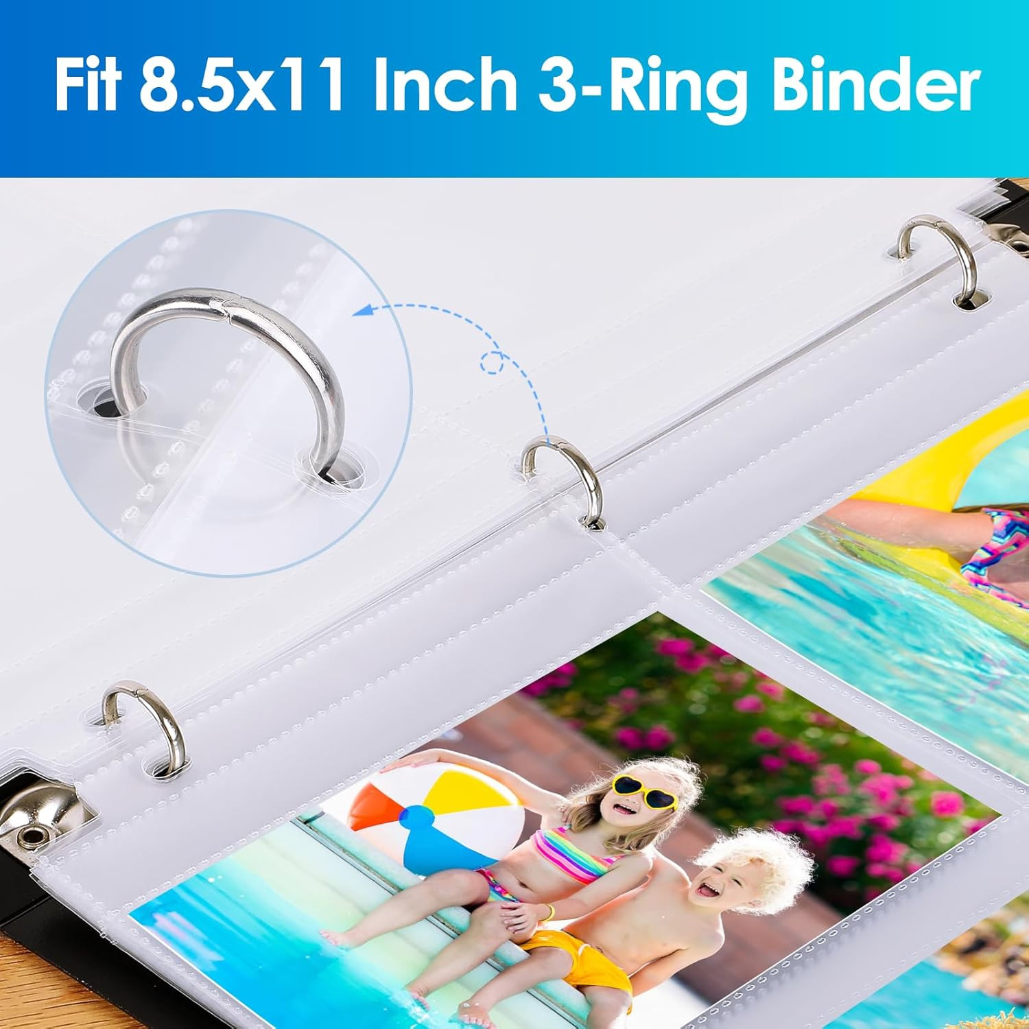 30-Pk 3.5x5 Photo Sleeves for 3-Ring Binder - Holds 240 Photos, Acid-Free