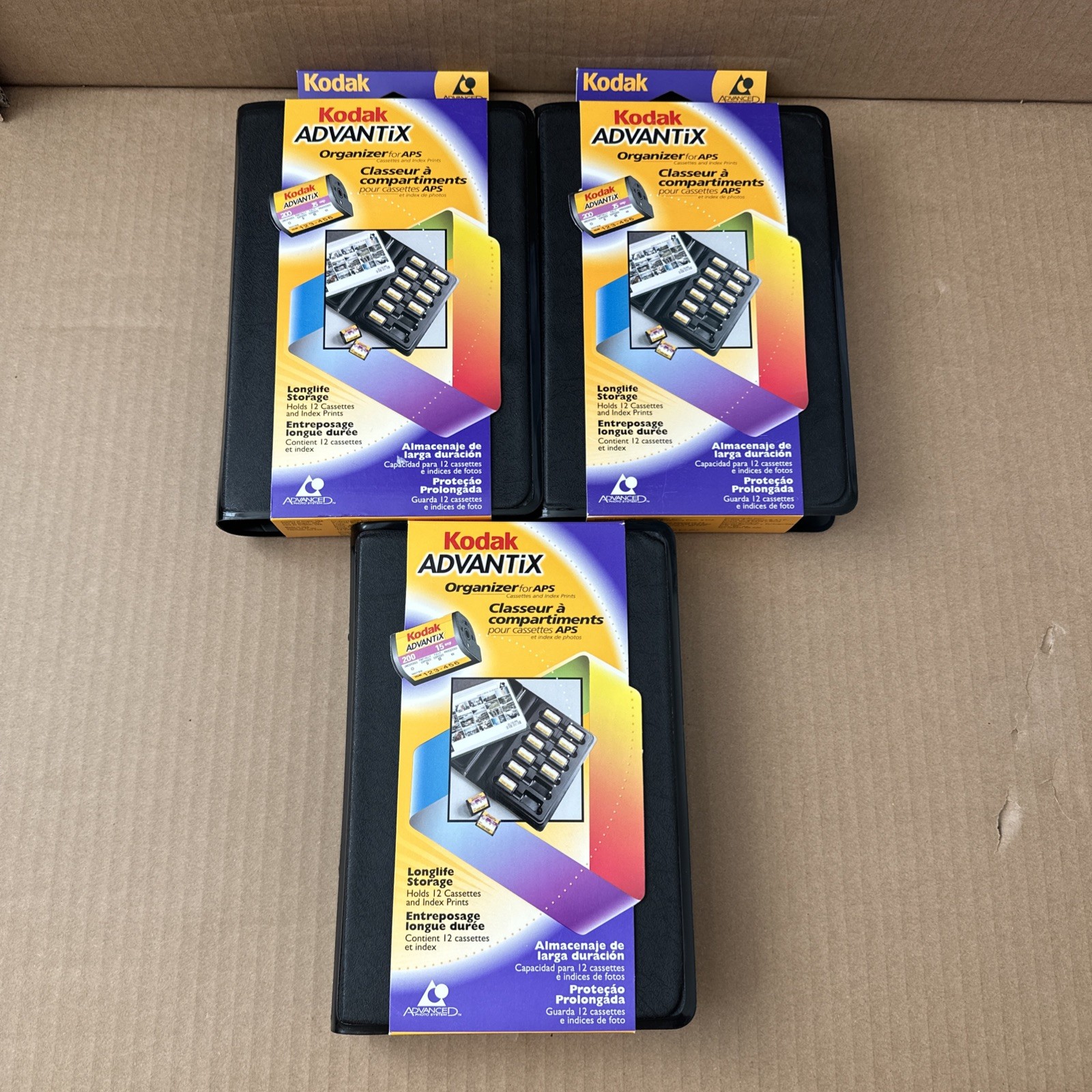 NEW LOT OF 3 Vintage Kodak Advantix Organizer For APS Holds 12 Cassettes Each