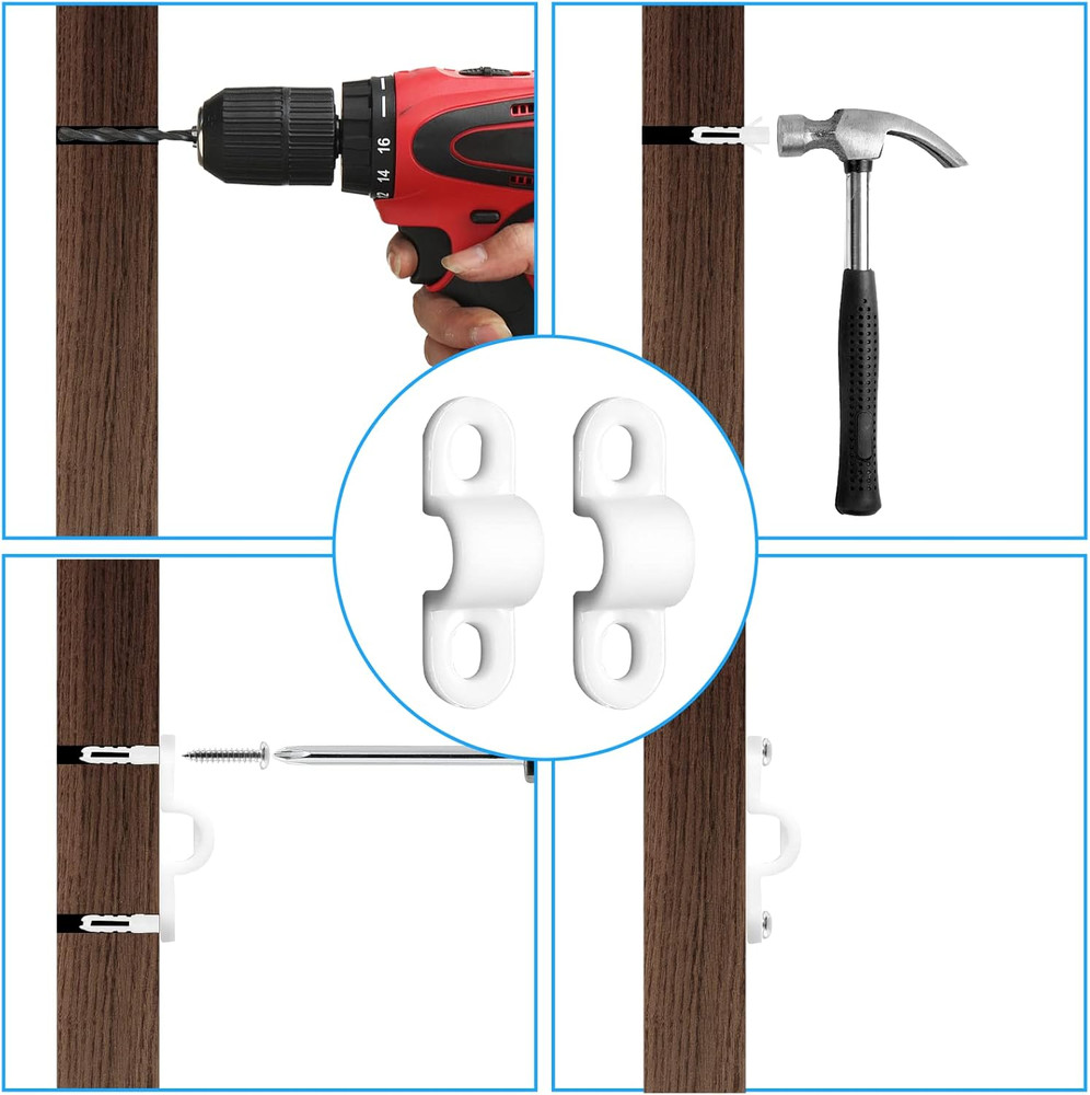 24 Sets Wire Shelf Back Wall Clips White Loop Clips for Concrete Install