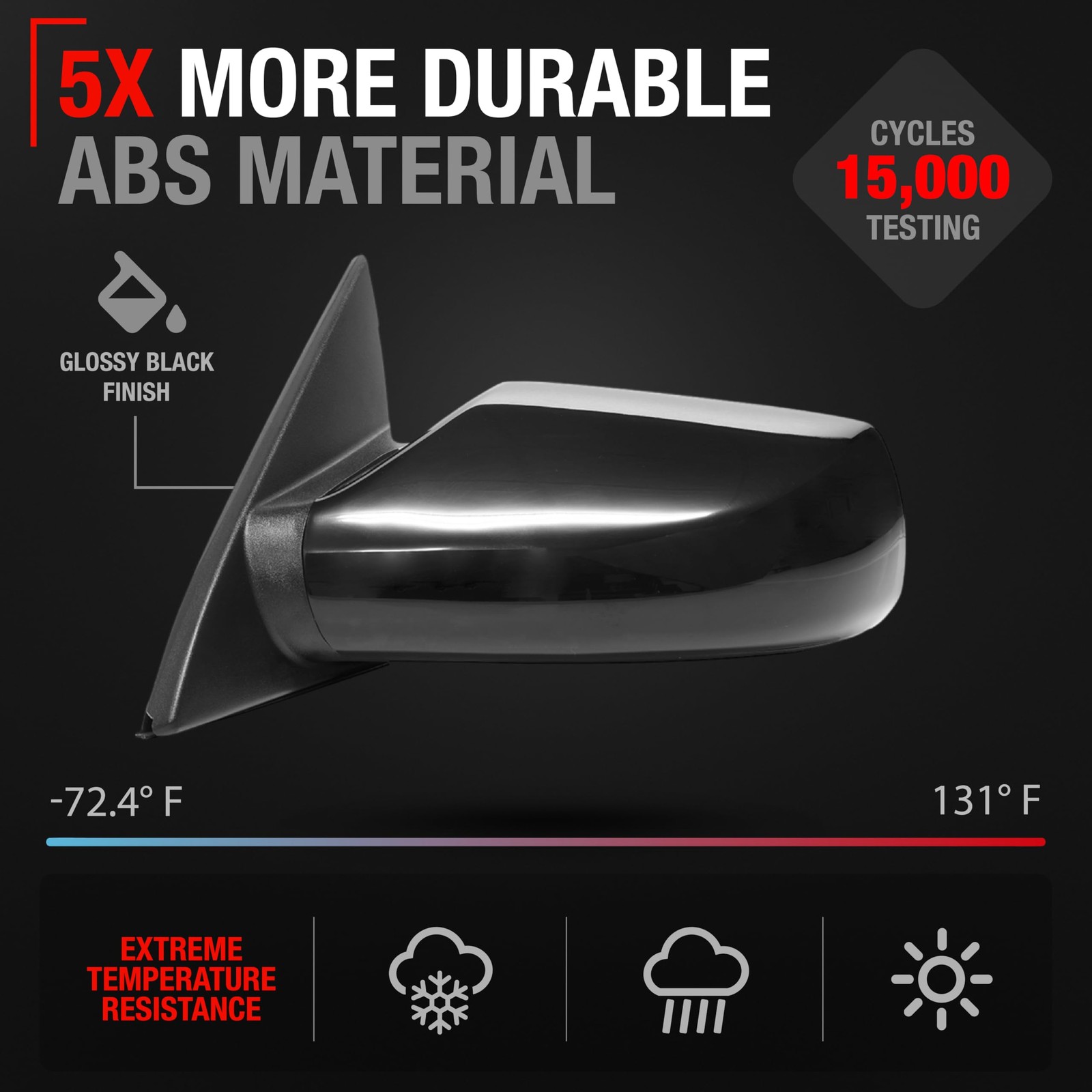 Driver Mirror for Nissan Altima - Power, Non-Foldable, Flat Glass - Driver Si...