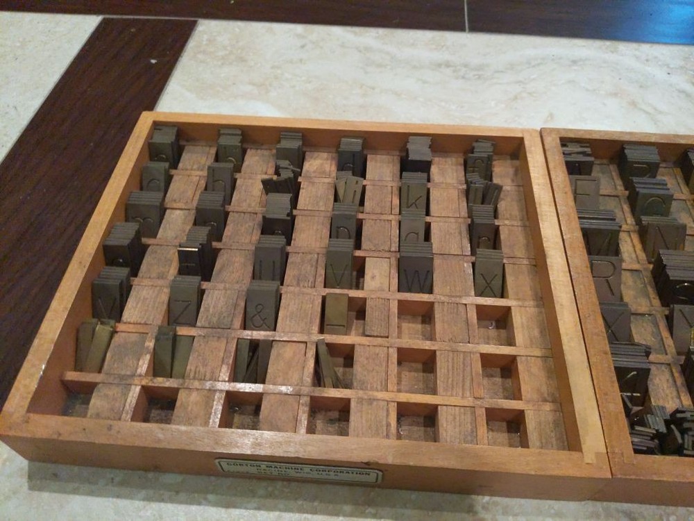 Capital/Lowercase Brass Movable Type for Pantograph Engraving, Complete Sets
