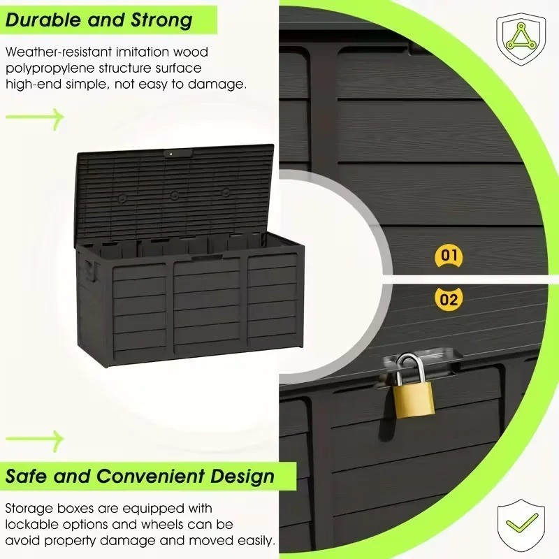75 Gallon Outdoor Deck Box Lockable Heavy Duty Storage Container