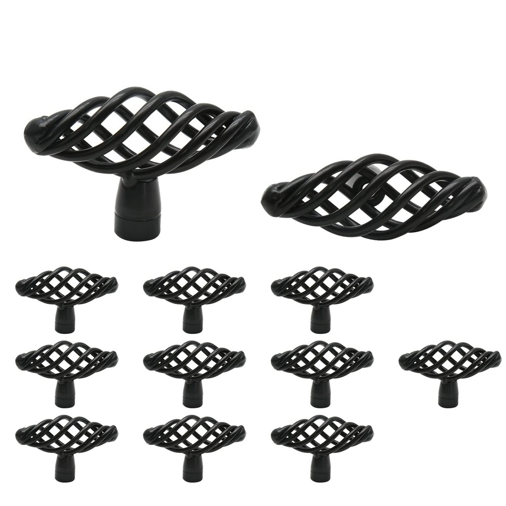 12 Pack Oval Birdcage Cabinet Knobs, 2" Length Drawer Pulls, Iron Handles, Fl...