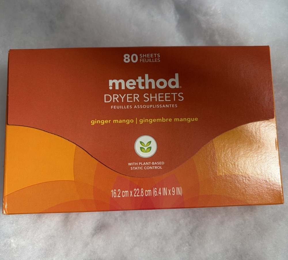 Method Paper Dryer Sheets - Ginger Mango - 80 Sheets~Static Control