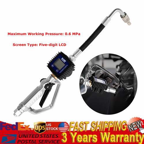 Oil Transfer Delivery Gun Pump Engine Oil Dispenser Nozzle w/ Digital Flow Meter