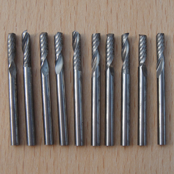 10 IN BOX1/8" Solid Carbide Single flute Carbide CNC router bits Engraving Tools