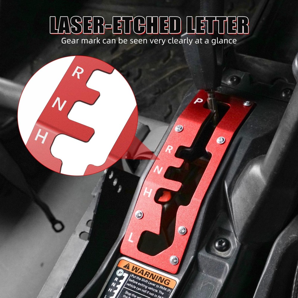Shift Shifter Gate Plate Panel with Gear Letter Compatible with Can Am red