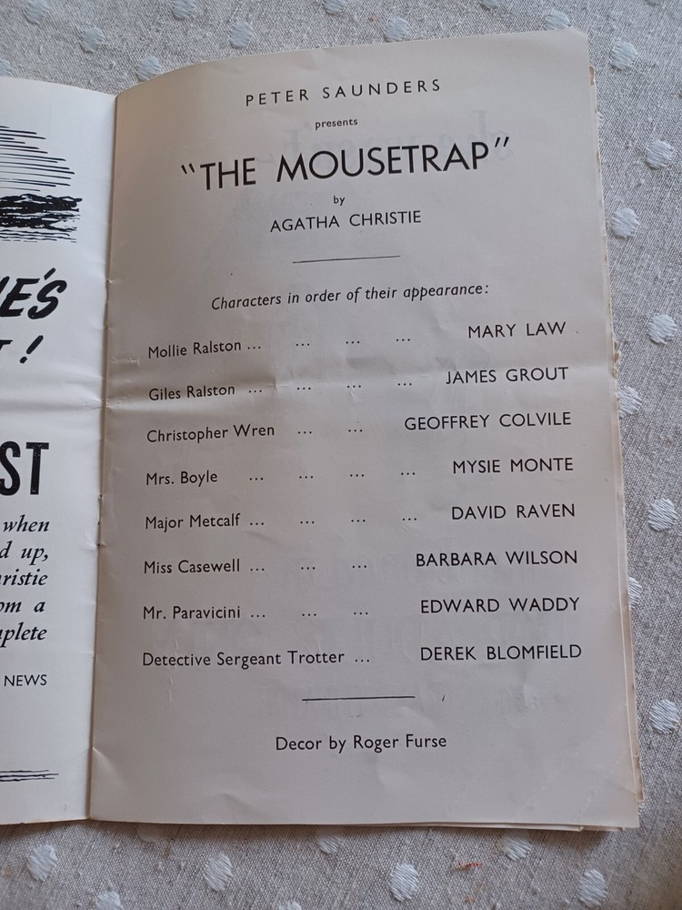 Ambassadors Theatre Agatha Christie Programme 1952