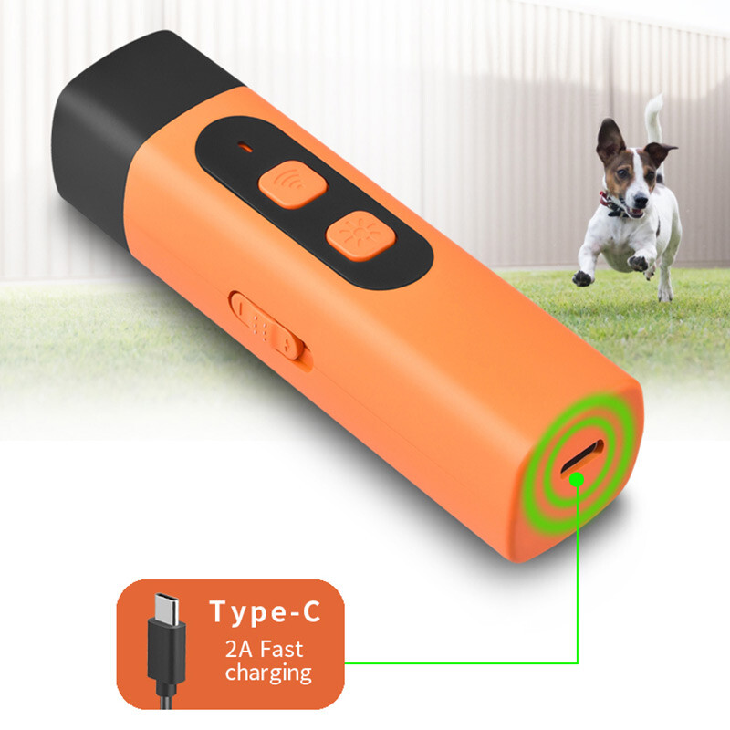 Handheld Ultrasonic Dog Training Anti-Barking Deterrent Silencer Flashlight 50Ft