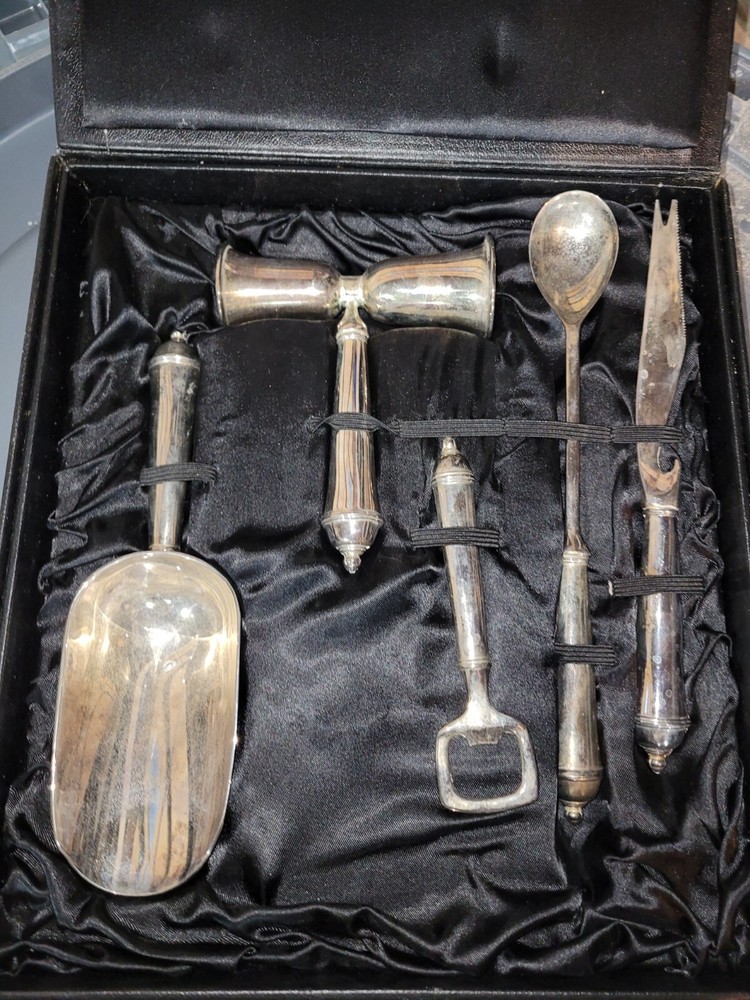 Towle Silverplate 5 Piece Bartender Set In Case
