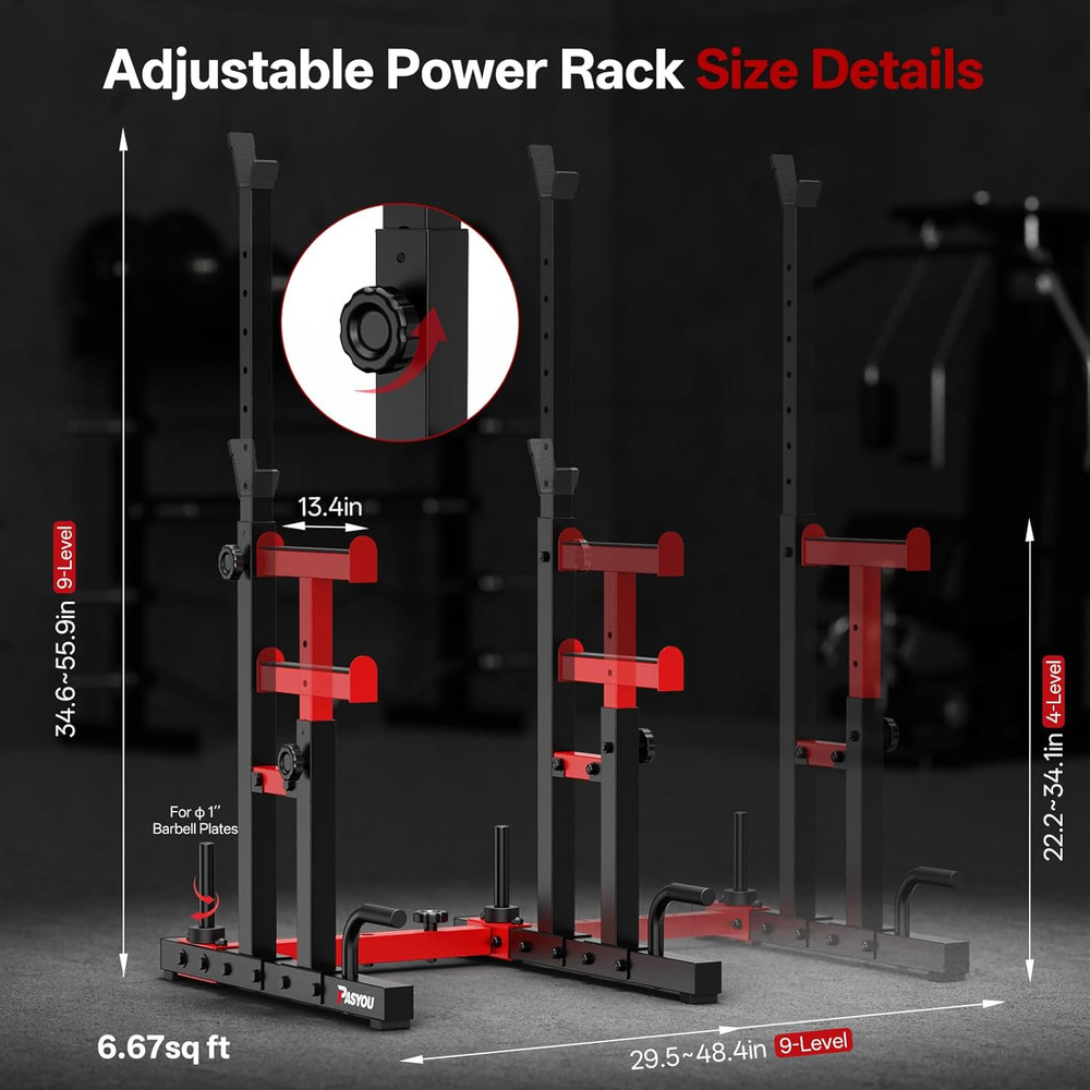 Adjustable Squat Rack Stand, 1200 LBS Total Capacity Multi-Function Bench Press