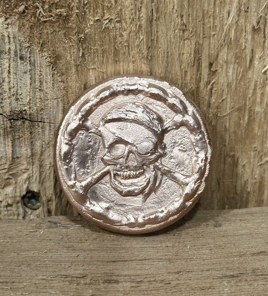 3-4 oz .999 Solid Copper Pirate Coin