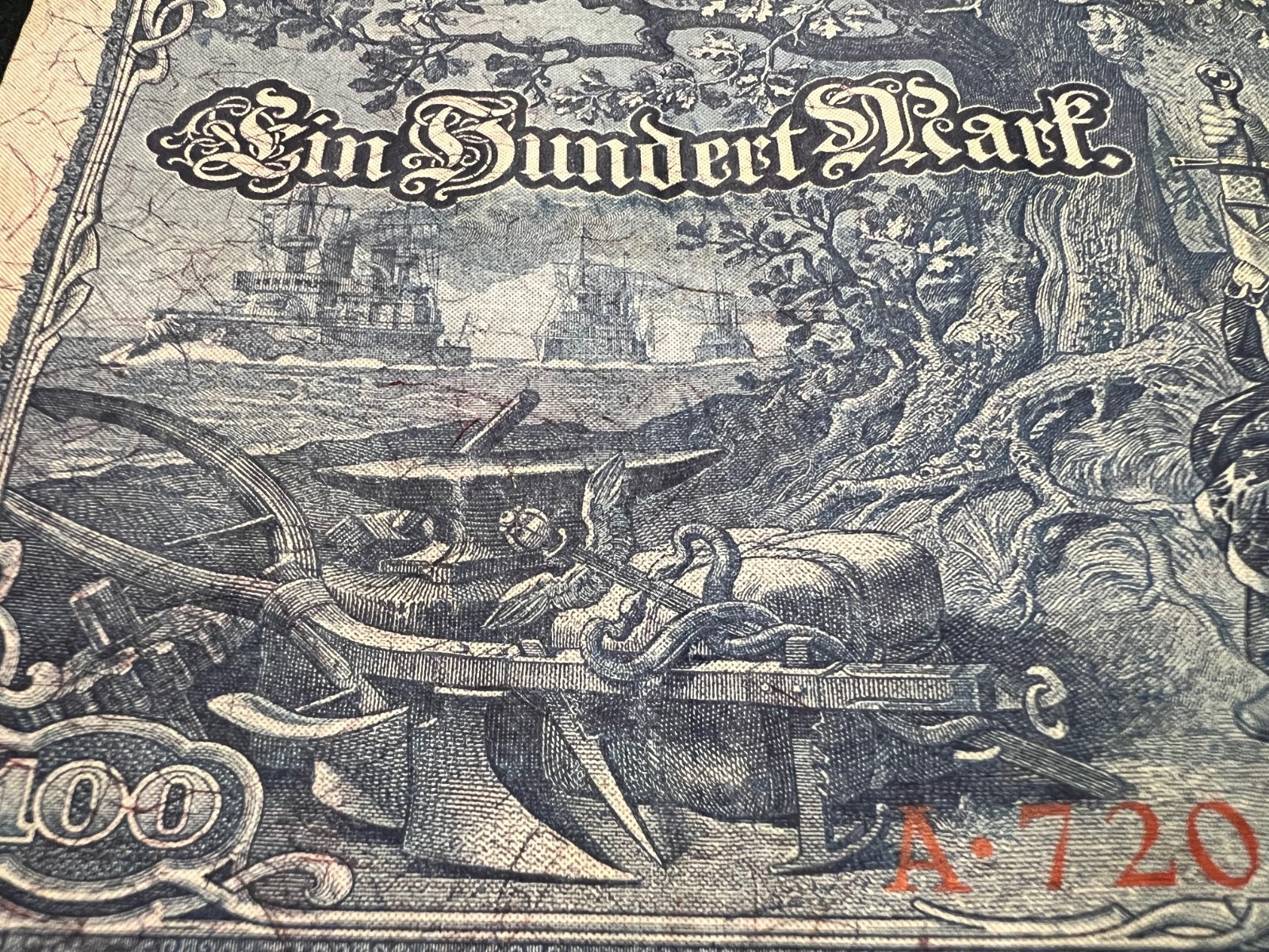 1910 German 100 Mark Banknote World War 1 WW1 WWI Currency Antique Relic
