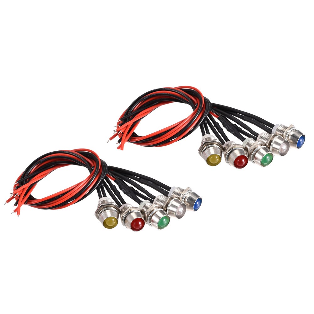 10Pcs LED Indicator Light AC/DC 110V 8mm Panel Mount Metal Shell