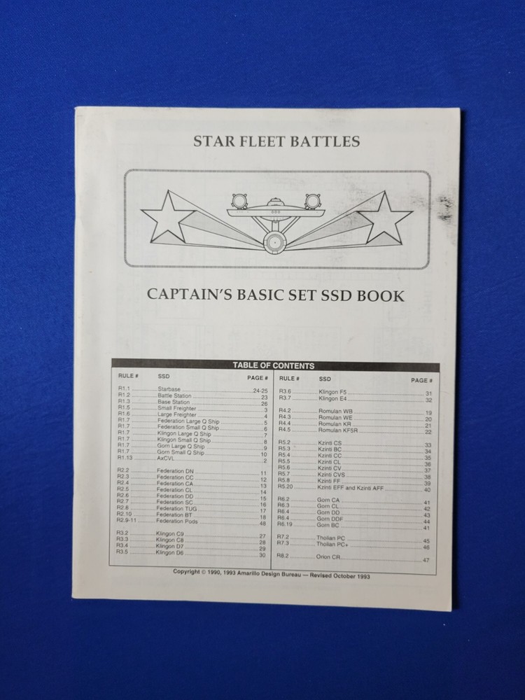 Captain's Basic Set SSD Book - Star Fleet Battles